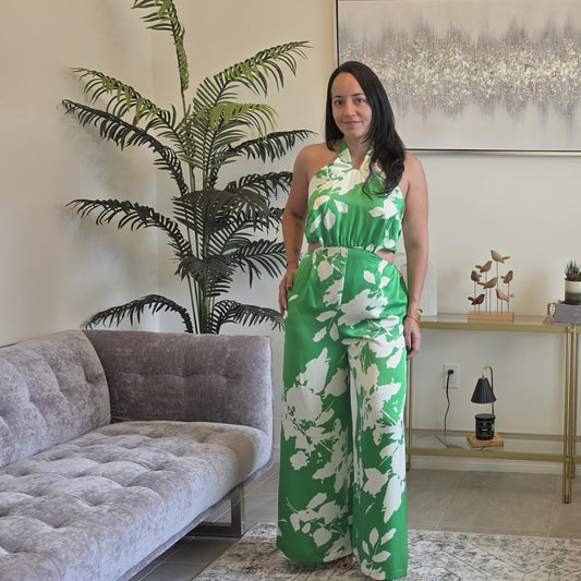 Lili green silk jumpsuit